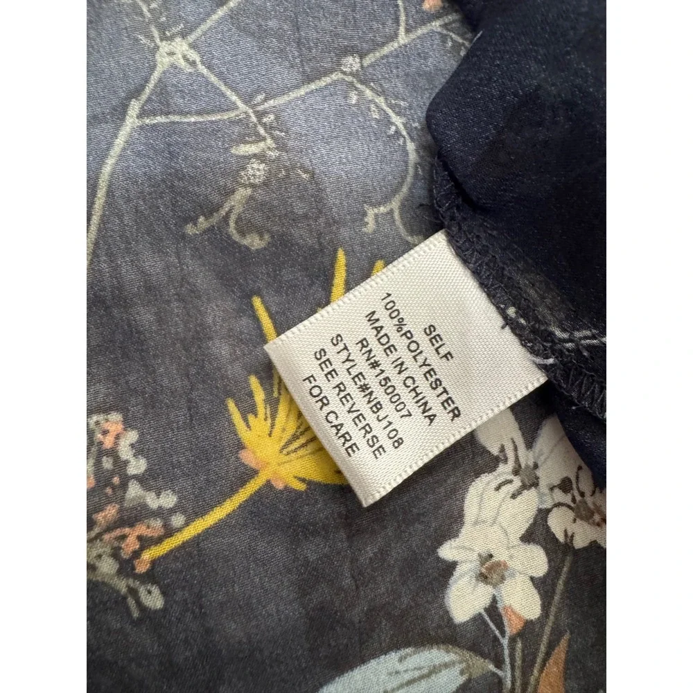 Before You Collection Navy‎ Blue Floral Chiffon Kimono Lace Trim Festival Layer